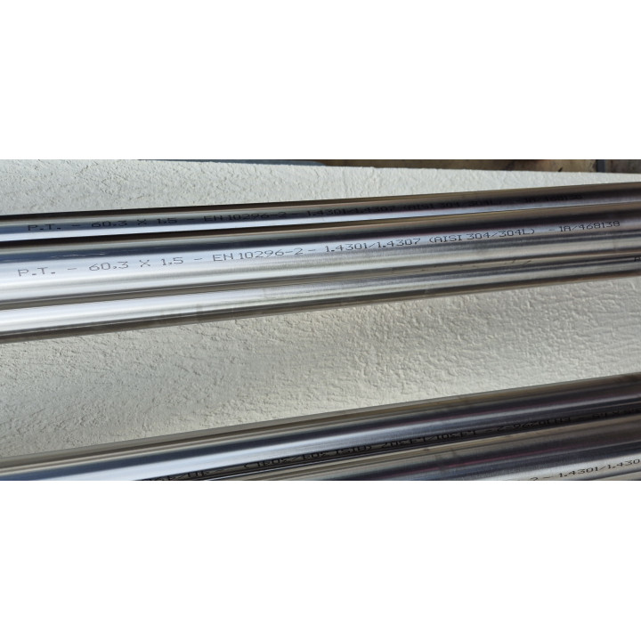 Tube Inox 60mm x 1.5mm - 1 Mètre 304L
