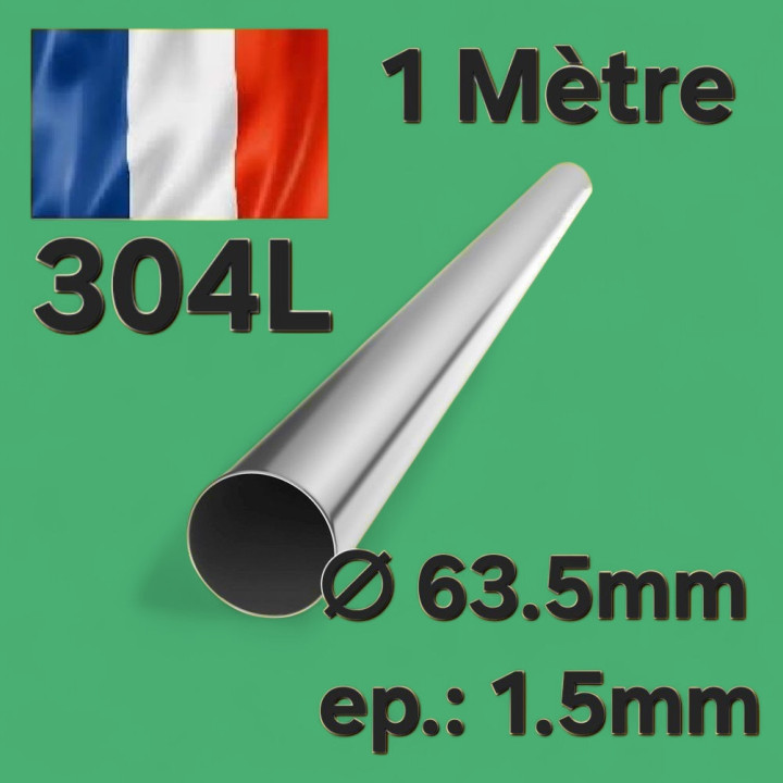 Tube Inox 63.5mm x 1.5mm - 1 Mètre 304L