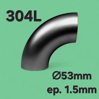 Coude 90° 53mm x 1.5mm - Inox 304L