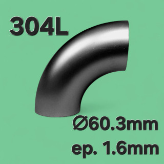 Coude 90° 60.3mm x 1.6mm - Inox 304L